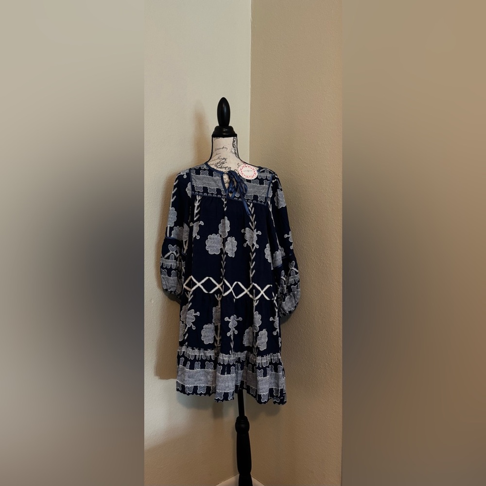 Umgee Tribal Print Dress with Tie Neck🆕
